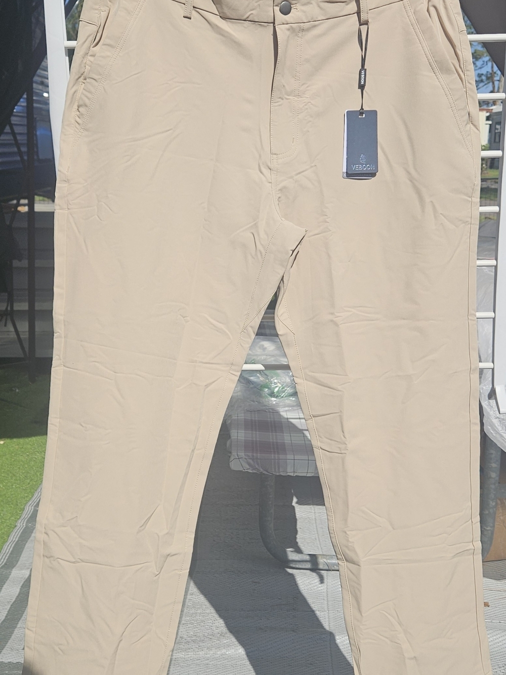 Veboon Men’s Khaki PROFLEX Pants – Cotton Flex Comfort Size 38x32